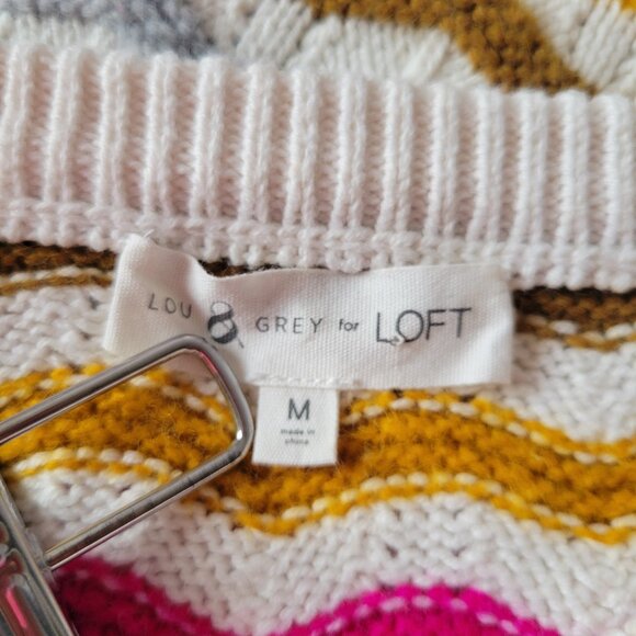 Lou & Gray LOFT Chunky Knit Zig Zag Sweater, Women’s M, Cropped, Like New, EUC - Picture 3 of 6